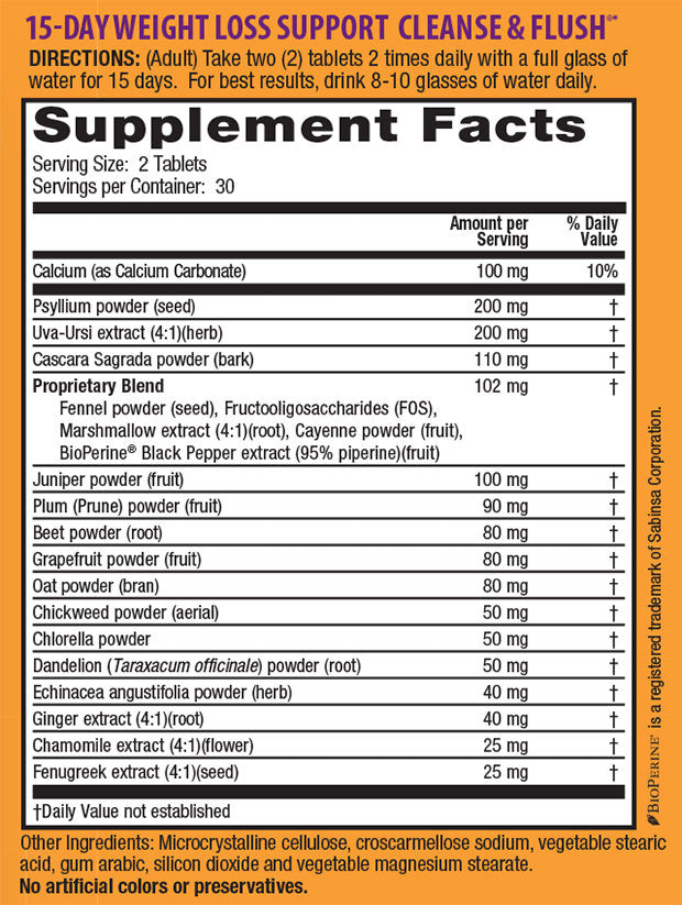 Nature's Secret 15 Day Weight Loss Cleanse & Flush (1x60 TAB)